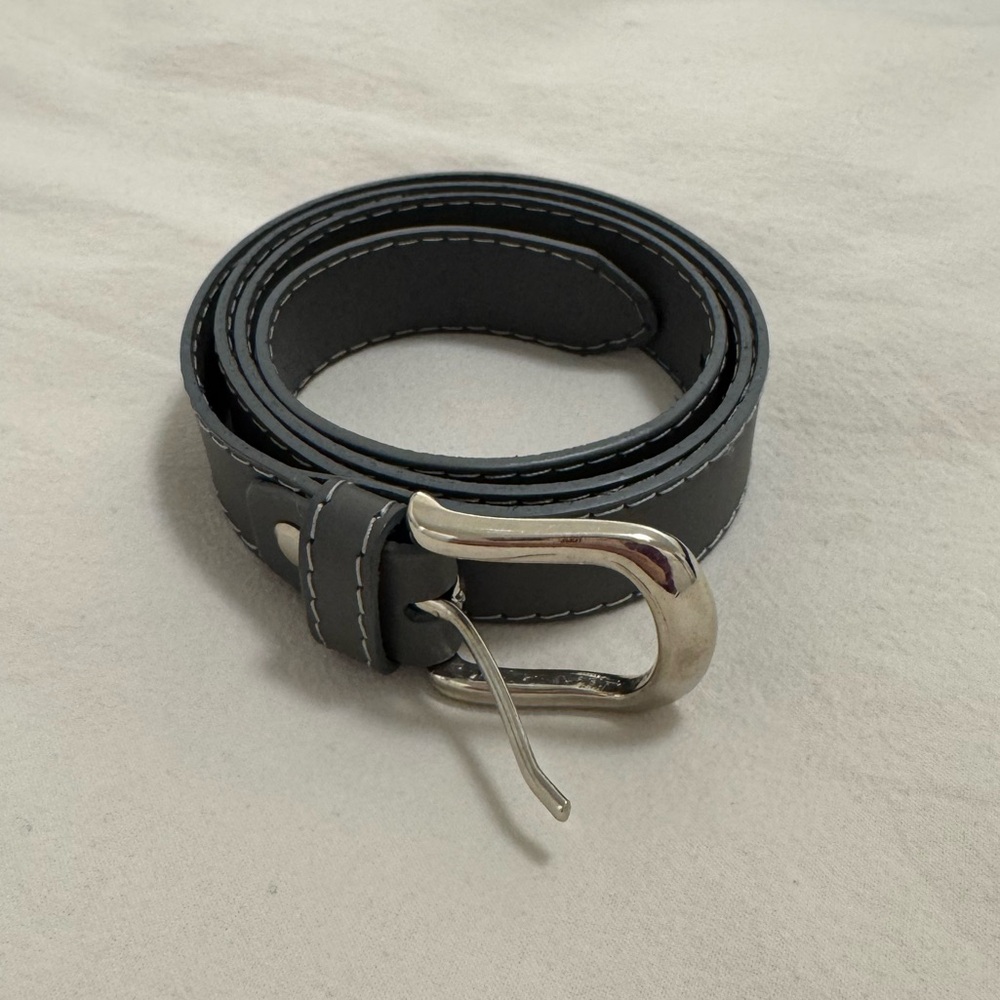 Gray Italian Leather Belt